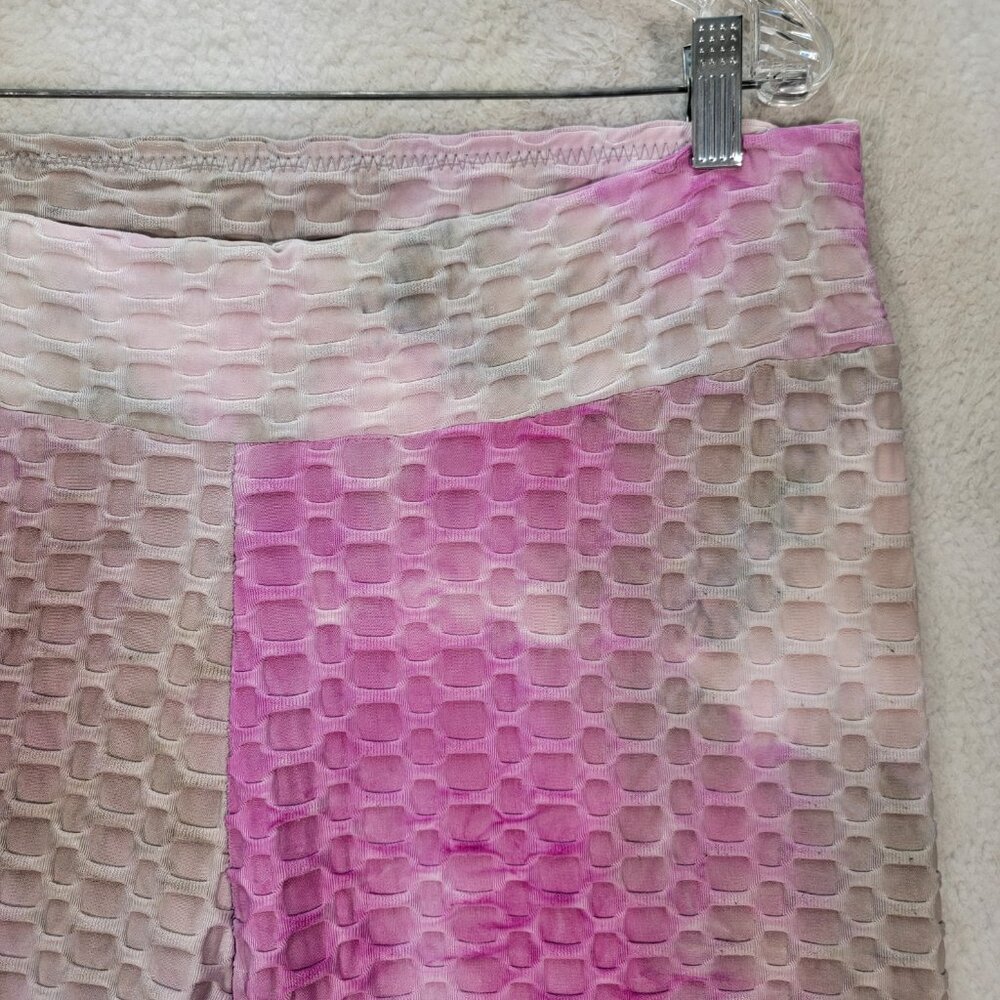 Bae City Pink Tie Dye Scale Pull On Bubble Butt Tik Tok Loungewear Leggings - Picture 3 of 16